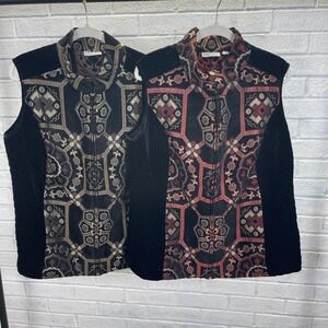 Susan Graver Velvet Tapestry Vest Lot of 2 Womens Size 22W Whimsigoth Boho Luxe